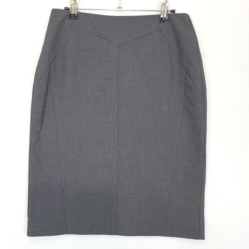 Worthington Pencil Skirt Womens 4 Gray Back Zip Knee Length Classic Office Wear